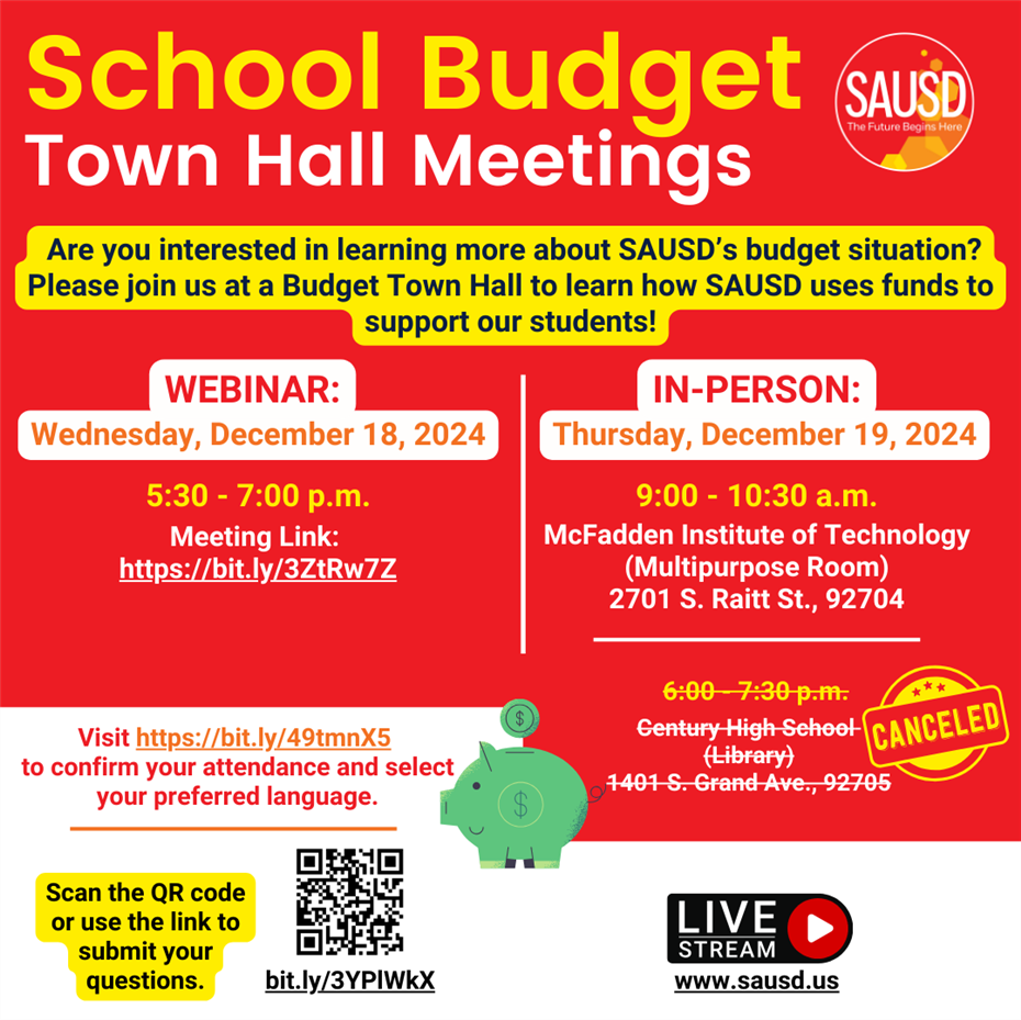 Budget webinar and Town Hall December 2024